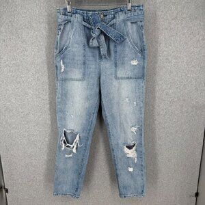 Vervet Womens Audrey Super High Rise Self Tie Utility Jean Size 30 Light Wash